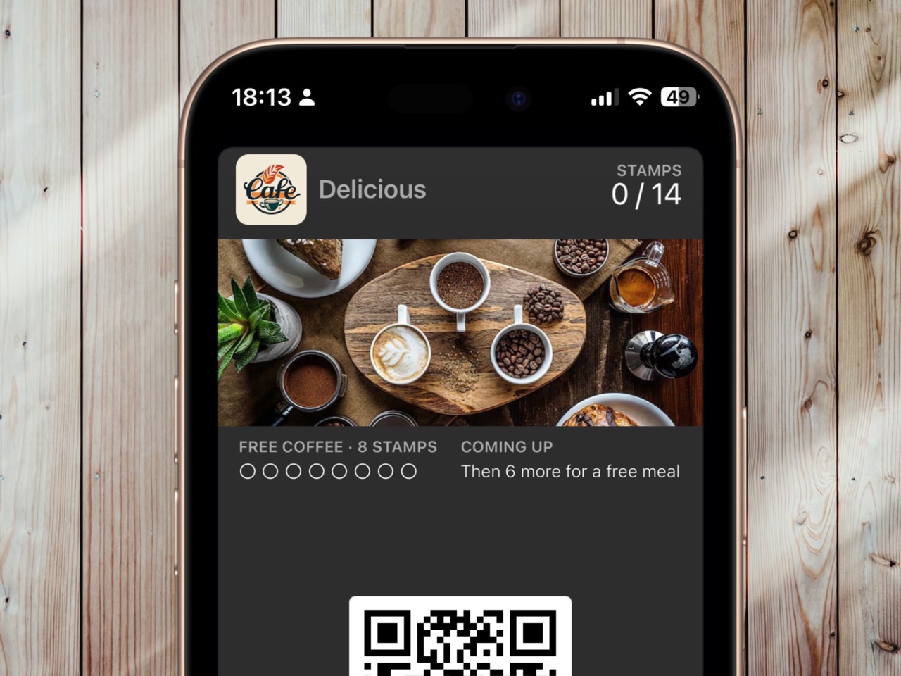 iPhone showing Candour loyalty stamp card with Apple Wallet pass